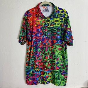 Play Loud Golf Brushstroke Short Sleeve Polo Shirt Size XL Vibrant Bold Colors